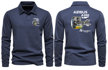 AIRBUS A380 ENGINE GP7000 LONG SLEEVE POLO